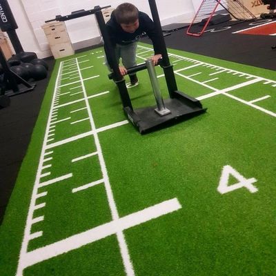 พื้นกีฬาหญ้าสังเคราะห์สีน้ําตาลที่สบายสําหรับการออกกําลังกายสวน Bliss Gym Turf Mat