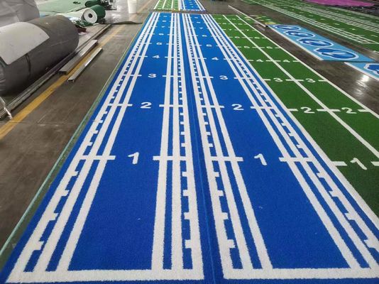 63000 หนวด/m2 ความหนาแน่น Dorelom โรงยิมภายในพื้นหญ้าหญ้าหญ้าด้วย PP NET SPU Double